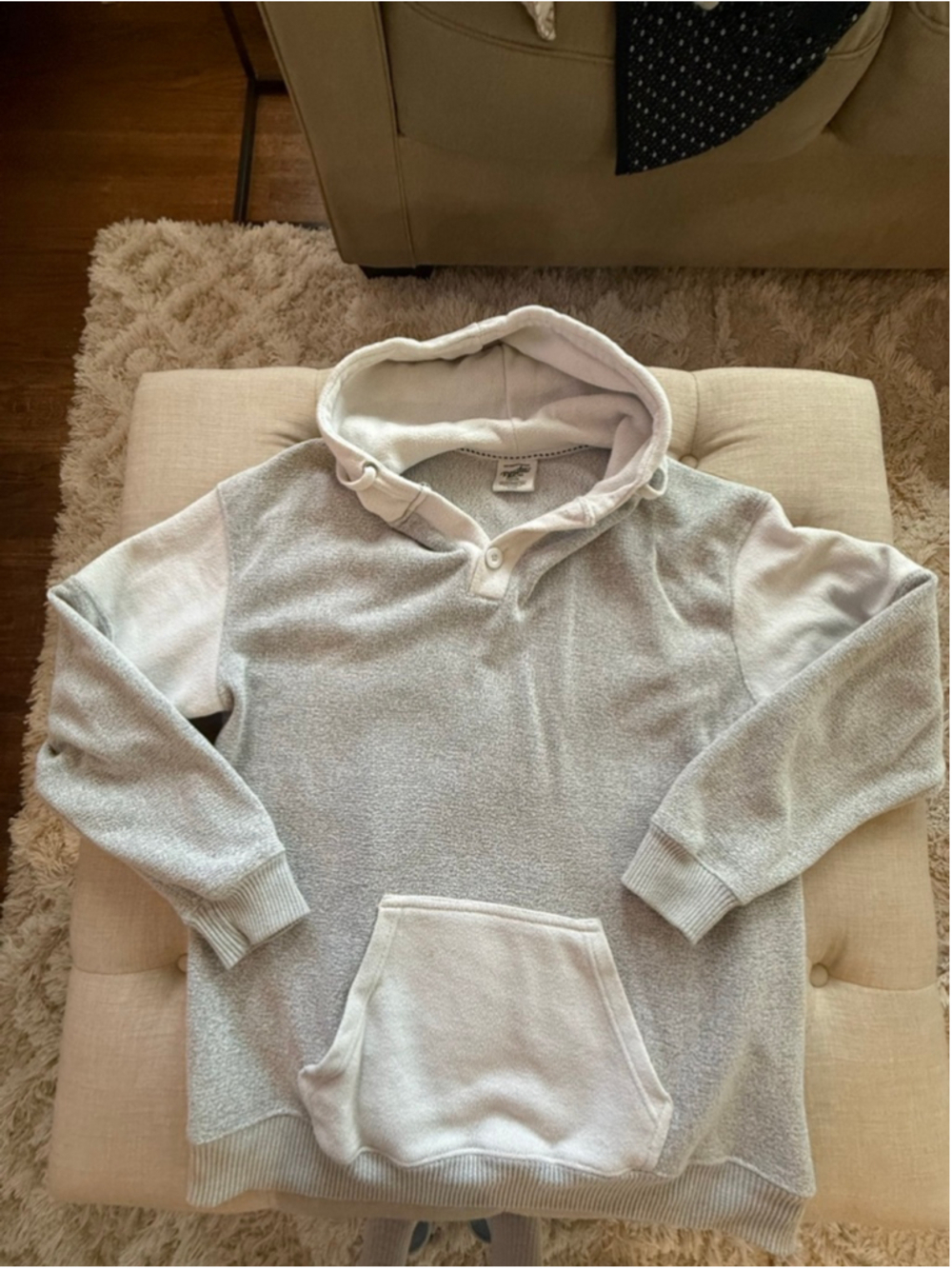Women’s Pacific & Co Gray White Hoodie Sweatshirt L